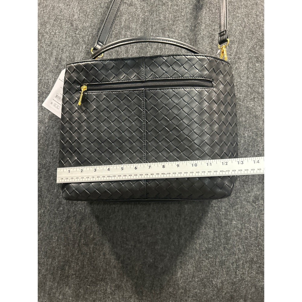 Time and Tru Woven Satchel Bag Women One Size Black NEW Crossbody Top Handle - Picture 11 of 14